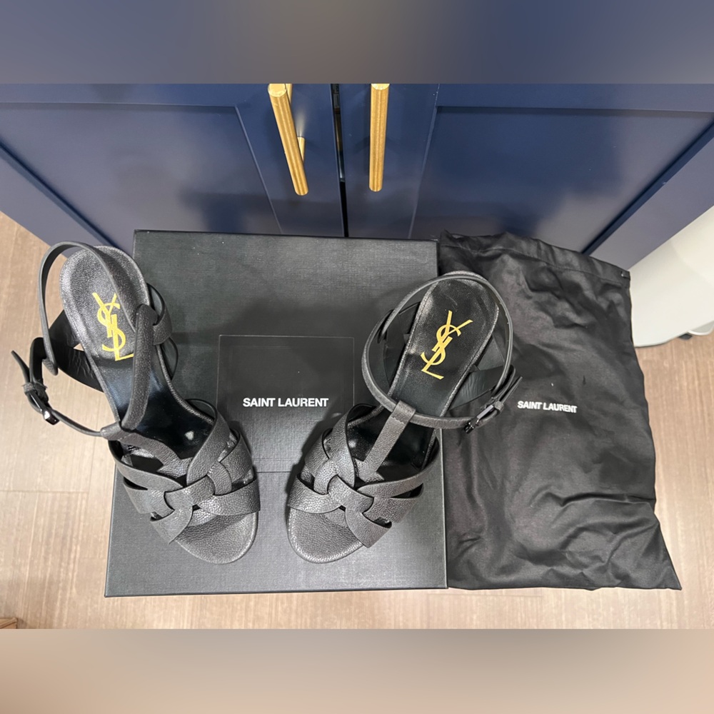 Saint Laurent Black Strappy Sandals